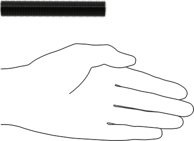 Image of Product. Side1 orientation. Contains SizingReference. Grade B7 Medium-Strength Steel Threaded Rod, Fine-Thread, M16 x 1.5 mm Thread, 100 mm Long.