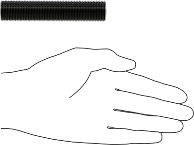 Image of Product. Side1 orientation. Contains SizingReference. Grade B7 Medium-Strength Steel Threaded Rod, Fine-Thread, M20 x 1.5 mm Thread, 100 mm Long.