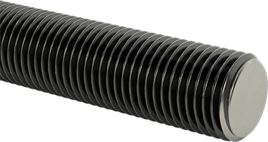 Image of Product. Front orientation. Grade B7 Medium-Strength Steel Threaded Rod, Fine-Thread, M14 x 1.5 mm Thread, 150 mm Long.