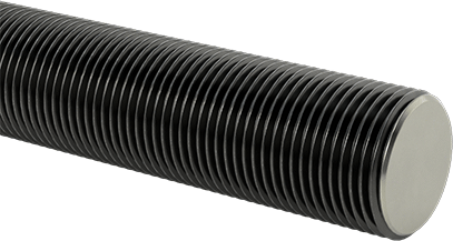 Image of Product. Front orientation. Grade B7 Medium-Strength Steel Threaded Rod, Fine-Thread, M20 x 1.5 mm Thread, 80 mm Long.