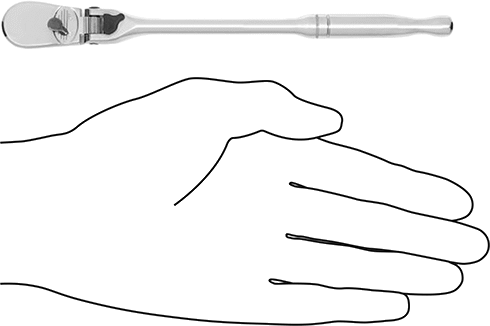 Image of Product. Side1 orientation. Contains SizingReference. Sealed Flex-Head Ratchet Wrench, 1/4" Square Drive.