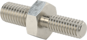 Image of Product. Back orientation. 18-8 Stainless Steel Male Hex Thread Adapter, M4 x 0.7 mm to M5 x 0.8 mm Thread Size.