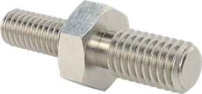 Image of Product. Front orientation. 18-8 Stainless Steel Male Hex Thread Adapter, M4 x 0.7 mm to M5 x 0.8 mm Thread Size.