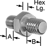 Image of Product. Front orientation. Contains Annotated. Thread Adapters. Inch-to-Metric Male Hex Thread Adapters.