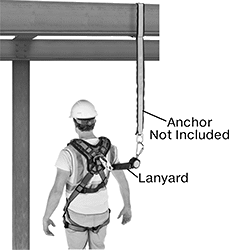 Image of ProductInUse. Front orientation. Contains Annotated. Fall-Arrest Lanyards. Harsh-Environment Quick-Stop Retracting Fall-Arrest Lanyards.