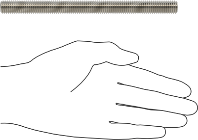 Image of Product. Side1 orientation. Contains SizingReference. 18-8 Stainless Steel Threaded Rod, 1/2"-13 Thread Size, 6-1/2" Long.