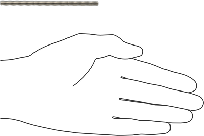 Image of Product. Side1 orientation. Contains SizingReference. 18-8 Stainless Steel Threaded Rod, 10-24 Thread Size, 3-1/2" Long.