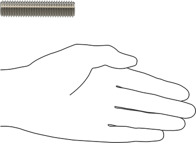 Image of Product. Side1 orientation. Contains SizingReference. 18-8 Stainless Steel Threaded Rod, 5/8"-11 Thread Size, 2-3/4" Long.