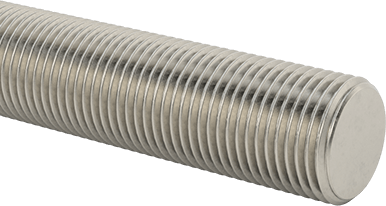 Image of Product. Front orientation. 18-8 Stainless Steel Threaded Rod, 5/8"-18 Thread Size, 4 Feet Long.
