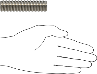 Image of Product. Side1 orientation. Contains SizingReference. 18-8 Stainless Steel Threaded Rod, 7/8"-9 Thread Size, 3-1/2" Long.