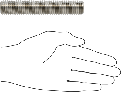 Image of Product. Side1 orientation. Contains SizingReference. 18-8 Stainless Steel Threaded Rod, 7/8"-9 Thread Size, 5" Long.