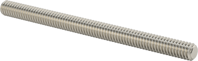 Image of Product. Front orientation. 18-8 Stainless Steel Threaded Rod, 12-24 Thread Size, 3" Long.