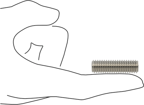 Image of Product. Side1 orientation. Contains SizingReference. 18-8 Stainless Steel Threaded Rod, 7/16"-14 Thread Size, 1-1/2" Long.