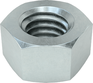 Image of Product. Bottom orientation. Zinc-Plated Medium-Strength Steel Hex Nut, SAE Grade 5, 3/8"-16 Thread Size.