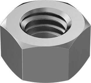 Image of Product. Front orientation. Zinc-Plated Medium-Strength Steel Hex Nut, SAE Grade 5, 3/8"-16 Thread Size.