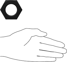 Image of Product. Side1 orientation. Contains SizingReference. Black-Oxide Steel Hex Nut, Medium-Strength, SAE Grade 5, 1-3/8"-12 Thread Size.
