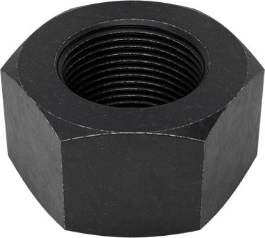 Image of Product. Bottom orientation. Black-Oxide Steel Hex Nut, Medium-Strength, SAE Grade 5, 1-3/8"-12 Thread Size.