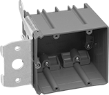 Image of Product. Front orientation. Outlet Boxes. Plastic Outlet Boxes, With Adjustable Mounting Brackets, For Maximum of 2 Devices.