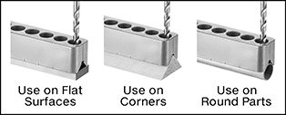 Image of ProductInUse. Front orientation. Contains Annotated, MultipleImages. Drill Bit Guides. Drill Bit Guides.