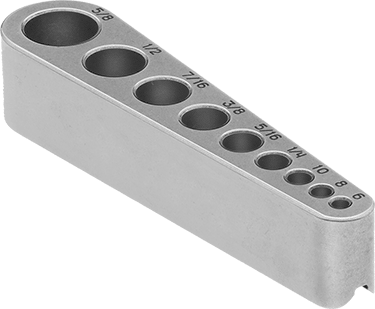 Image of Product. Front orientation. Tap Guide for Inches, 4-5/8" Long.