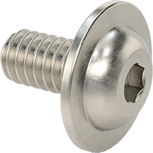 Image of Product. Front orientation. Extra-Wide Flanged Button Head Screw, 1/4"-20 Thread, 1/2" Long.