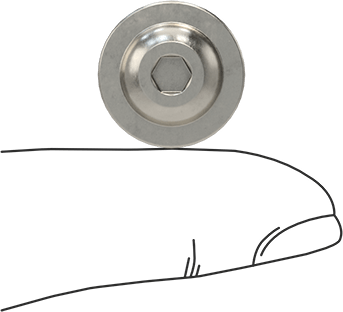 Image of Product. Side1 orientation. Contains SizingReference. Extra-Wide Flanged Button Head Screw, 1/4"-20 Thread, 1/2" Long.