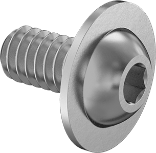 Image of Product. Front orientation. Extra-Wide Flanged Button Head Screw, 1/4"-20 Thread, 1/2" Long.