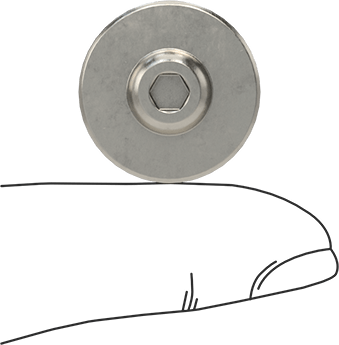 Image of Product. Side1 orientation. Contains SizingReference. Stainless Steel Ultra-Wide Flanged Button Head Screw, 1/4"-20 Thread Size, 1/2" Long.