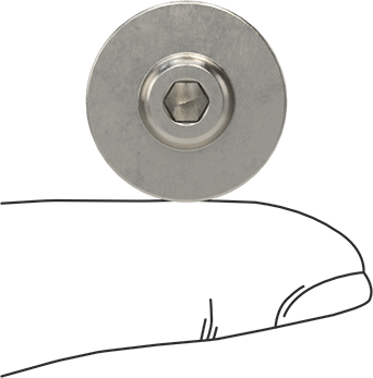 Image of Product. Side1 orientation. Contains SizingReference. Stainless Steel Ultra-Wide Flanged Button Head Screw, M6 x 1 mm Thread Size, 12 mm Long.