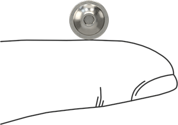 Image of Product. Side1 orientation. Contains SizingReference. Extra-Wide Flanged Button Head Screw, 316 Stainless Steel, M3 x 0.5 mm Thread Size, 6 mm Long.