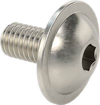 Image of Product. Front orientation. Extra-Wide Flanged Button Head Screw, 316 Stainless Steel, M3 x 0.5 mm Thread Size, 6 mm Long.