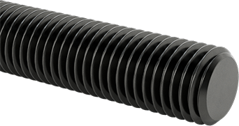 Image of Product. Front orientation. Medium-Strength Left-Hand Threaded Rod, Grade B7 Steel, 5/16"-24 Thread Size, 3 Feet Long.