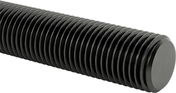 Image of Product. Front orientation. Medium-Strength Left-Hand Threaded Rod, Grade B7 Steel, 3/8"-24 Thread Size, 6 Feet Long.