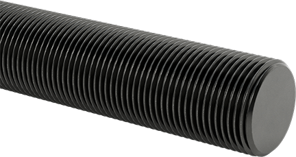 Image of Product. Front orientation. Medium-Strength Left-Hand Threaded Rod, Grade B7 Steel, 1"-14 Thread Size, 1 Foot Long.