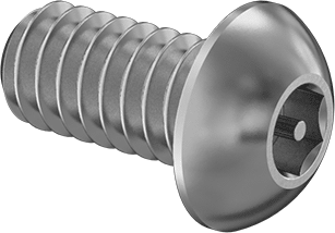 Image of Product. Front orientation. Stainless Steel Tamper-Resistant Button Head Hex Drive Screws, 1/4"-20 Thread Size, 1/2" Long.