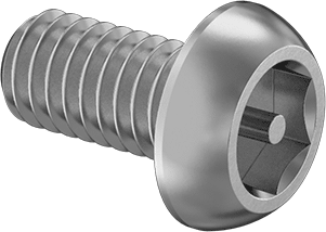 Image of Product. Front orientation. Stainless Steel Tamper-Resistant Button Head Hex Drive Screws, M4 x 0.7 mm Thread Size, 8 mm Long.