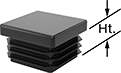 Image of Product. Bottom orientation. Contains Annotated. Protective Plugs. Snap-In Square Plugs, Style 1.