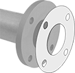 Image of ProductInUse. Front orientation. Pipe Gaskets. Ultra-Chemical-Resistant PTFE Pipe Gaskets with Bolt Holes.