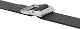Image of ProductInUse. Shown Installed. Front orientation. Webbing Buckles. Light Duty Webbing Buckles, Hinged-Bar Buckle.
