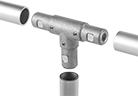 Image of ProductInUse. Front orientation. Exploded view. Flush-Fit Framing and Fittings. Connectors, Tee.