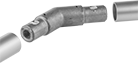 Image of ProductInUse. Front orientation. Exploded view. Flush-Fit Framing and Fittings. Connectors, 135° Elbow.