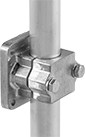 Image of ProductInUse. Offset. Front orientation. Easy Install. Heavy Duty Clamp-On Framing and Fittings, , For Round Rails.