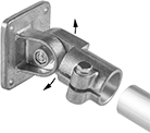 Image of ProductInUse. Front orientation. Exploded view. Contains Annotated. Heavy Duty Clamp-On Framing and Fittings, Adjustable Angle.
