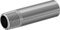 Image of Product. Male × Male. Front orientation. Pipe and Fittings. Standard-Wall Brass and Bronze Threaded Pipe Nipples and Pipe, Pipe Adapters—Threaded on One End, Socket-Connect Fitting Connection, Butt-Weld Fitting Connection, Threaded Fitting Connection, Braze-Socket Fitting Connection, Male.