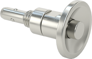 Image of Product. Front orientation. Quick-Release Pin for Blind Holes, Recessed Push Button, 6 mm Diameter.