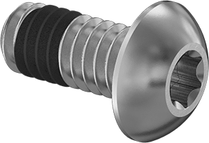 Image of Product. Front orientation. Thread-Locking Rounded Head Screws, Ultra Vibration-Resistant, 8-32 Thread, 3/8" Long.