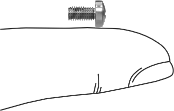 Image of Product. Side1 orientation. Contains SizingReference. Thread-Locking Pan Head Phillips Screws, M3 x 0.5 mm Thread, 6 mm Long.