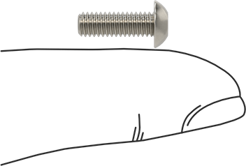 Image of Product. Side1 orientation. Contains SizingReference. Vented Button Head Screws, M4 x 0.70mm Thread, 12mm Long.