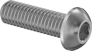 Image of Product. Front orientation. Left-Hand Threaded Button Head Screws, M6 x 1.00 mm Thread, 20mm Long.