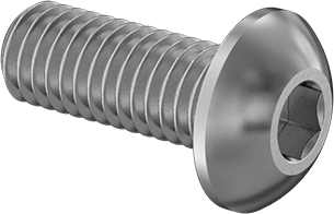 Image of Product. Front orientation. 18-8 Stainless Steel Left-Hand Hex-Drive Rounded-Head Screw, 10-32 Thread, 1/2" Long.
